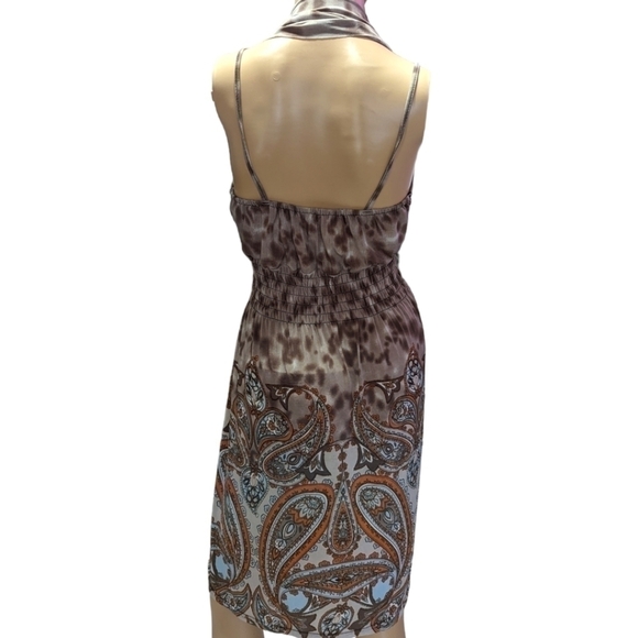 Julia Boho Silk Festival Floral Paisley Halter Midi Dress Size Large NWOT - Picture 4 of 9